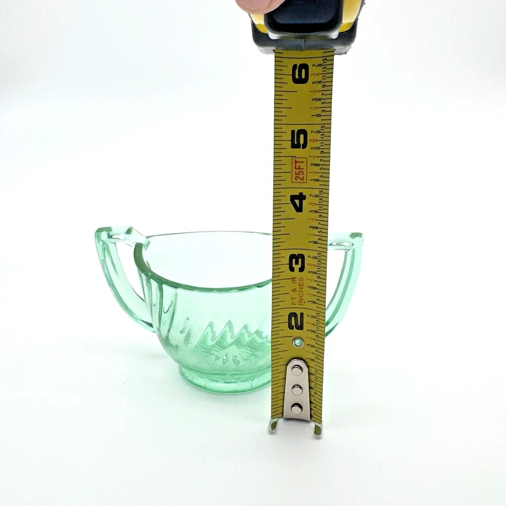 Vintage Imperial Uranium Depression Glass Twisted Optic Open Sugar Creamer READ